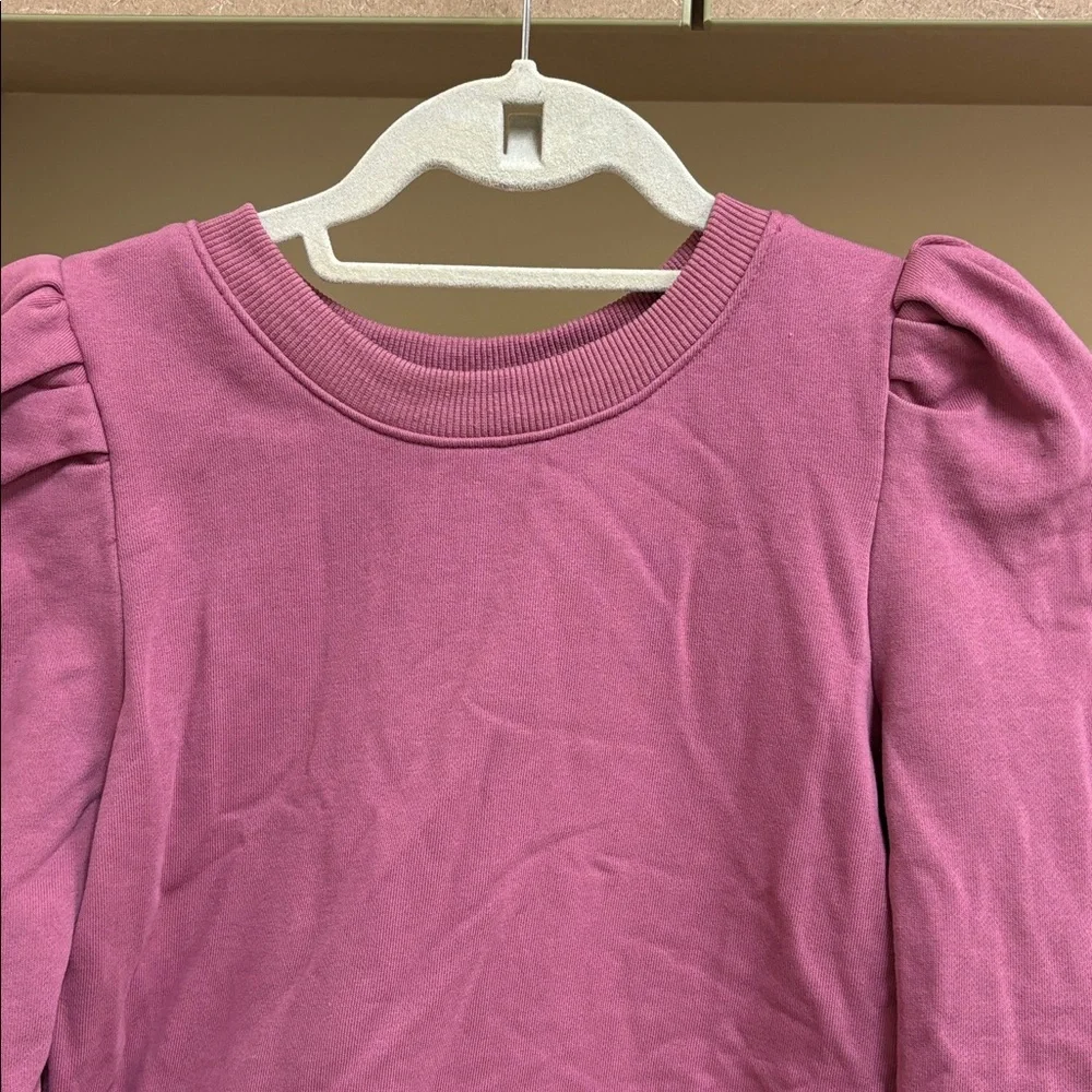 Maeve By Anthropolgie Puff Sleeve Sweatshirt With Striped Shirt Tunic Top Sz S - Picture 4 of 8